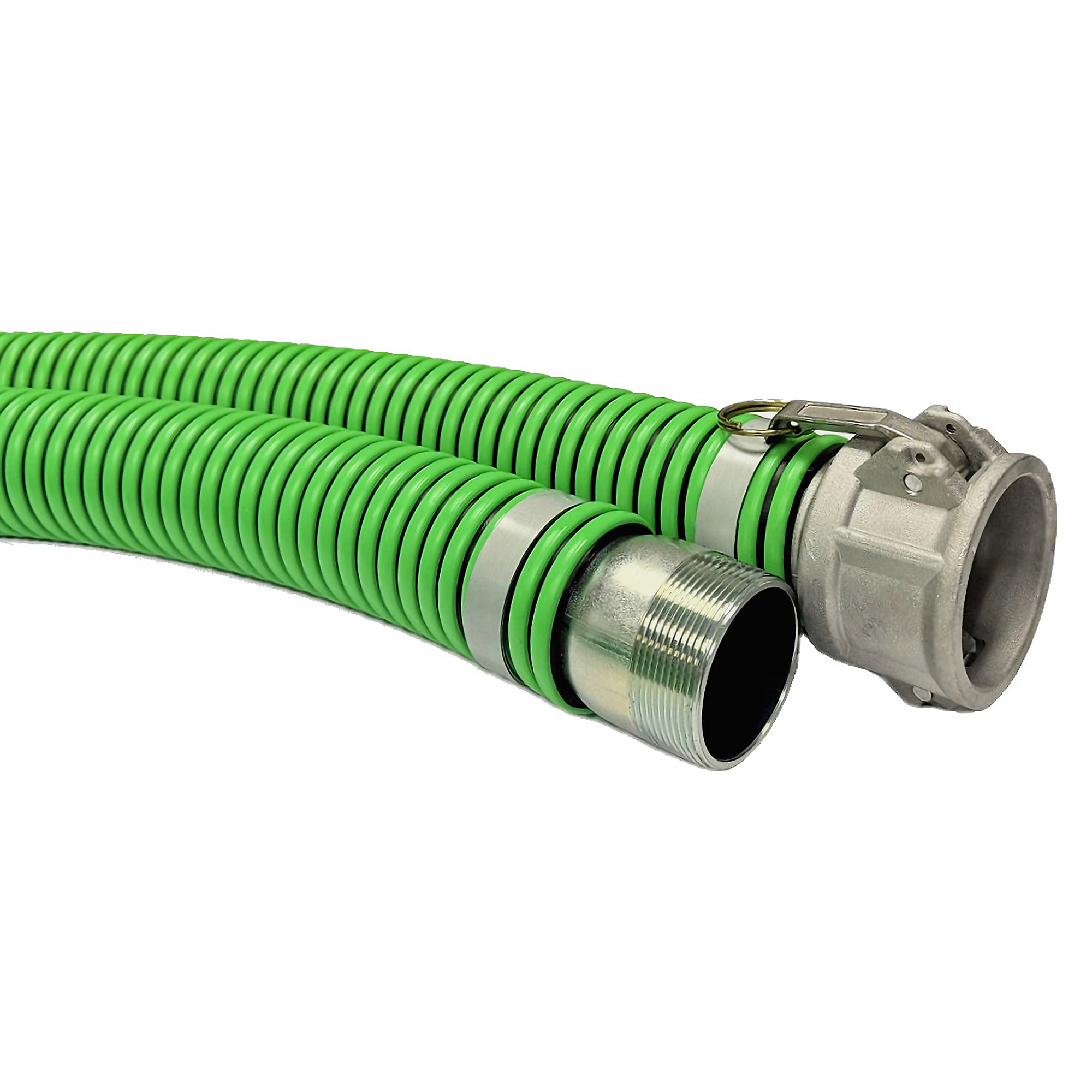 Capital Rubber 9904 Series EPDM Suction Hose — 2in. x 20ft., All-Weather, Aluminum Female Cam Lock, Plated Steel Male NPT Couplings, Model# 9904GN-2X20CN